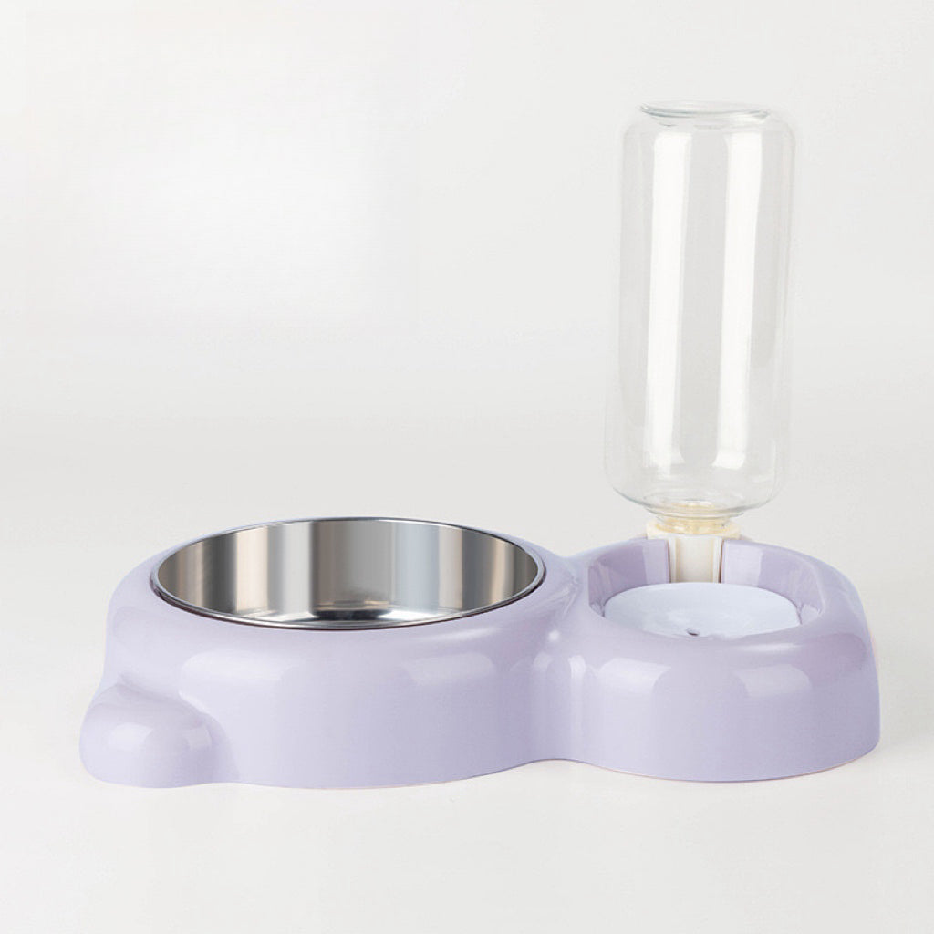 Cat Food and Water Bowl Set with Water Dispenser