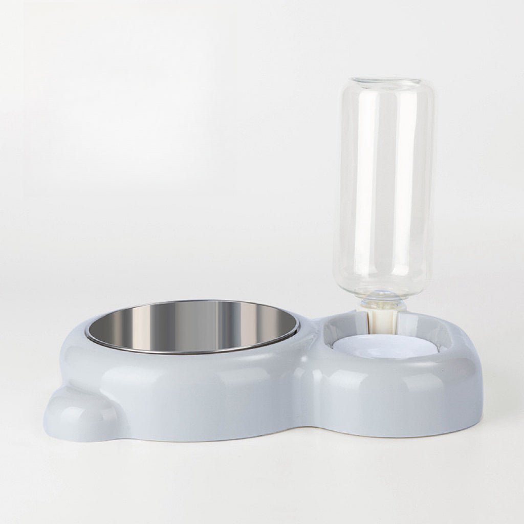 Cat Food and Water Bowl Set with Water Dispenser