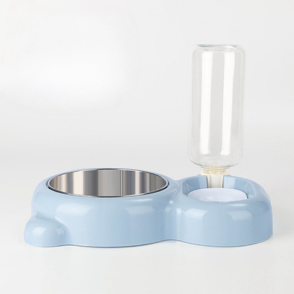 Cat Food and Water Bowl Set with Water Dispenser