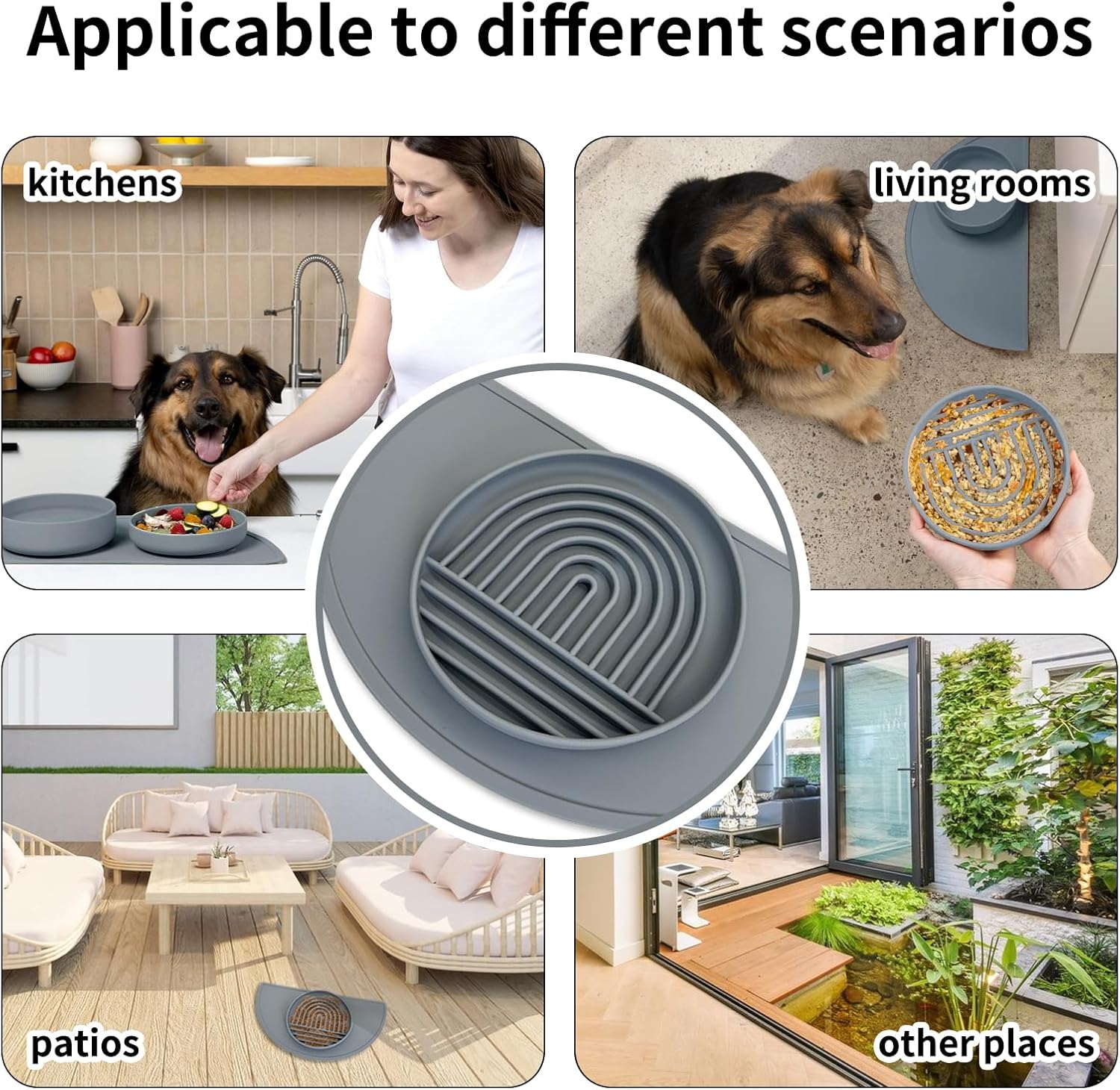 Slow Feeder Dog Bowl & Silicone Pet Food Mat Set