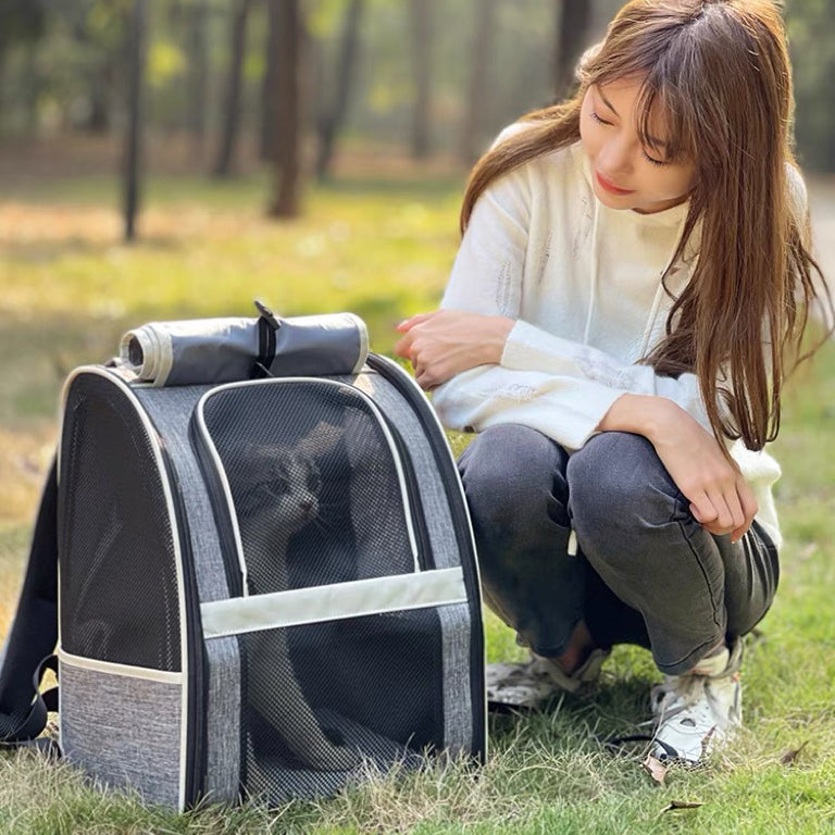 Pet carrier backpack with window blind