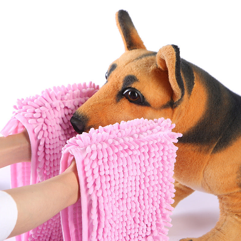 Pet chenille absorbent towel