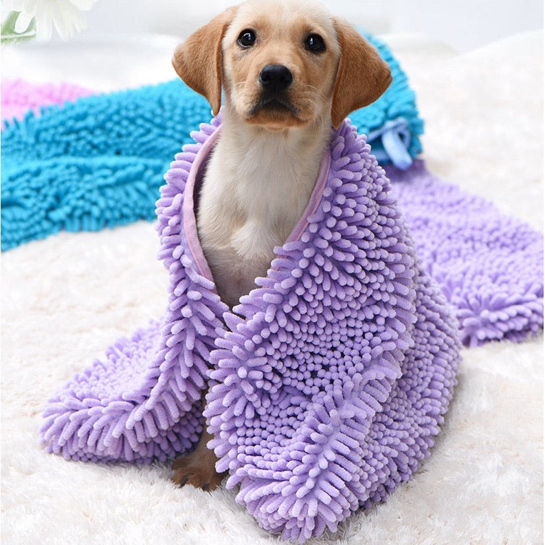 Pet chenille absorbent towel