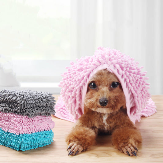 Pet chenille absorbent towel