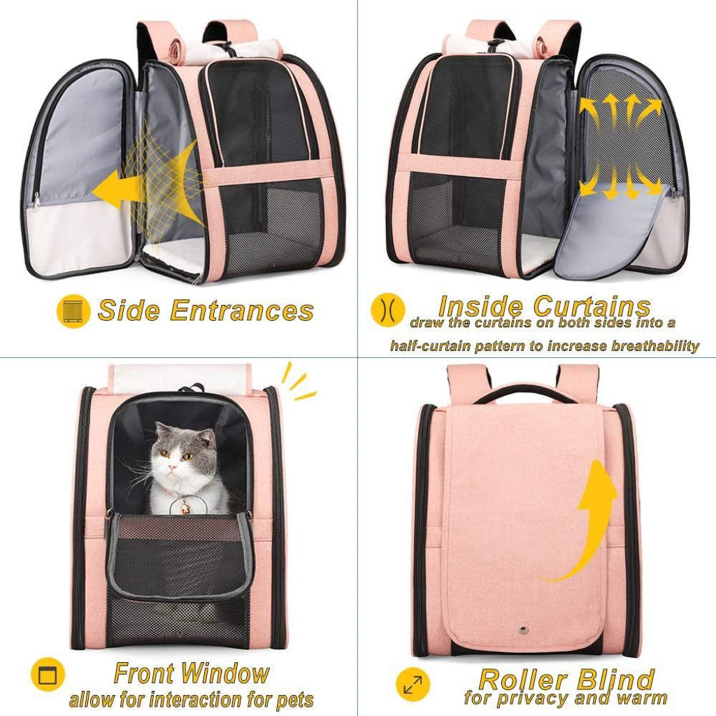 Pet carrier backpack with window blind