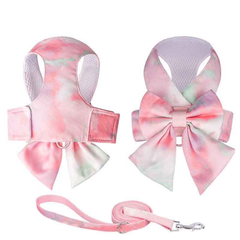 Cute Bow Tie Dog Harness and Leash Set