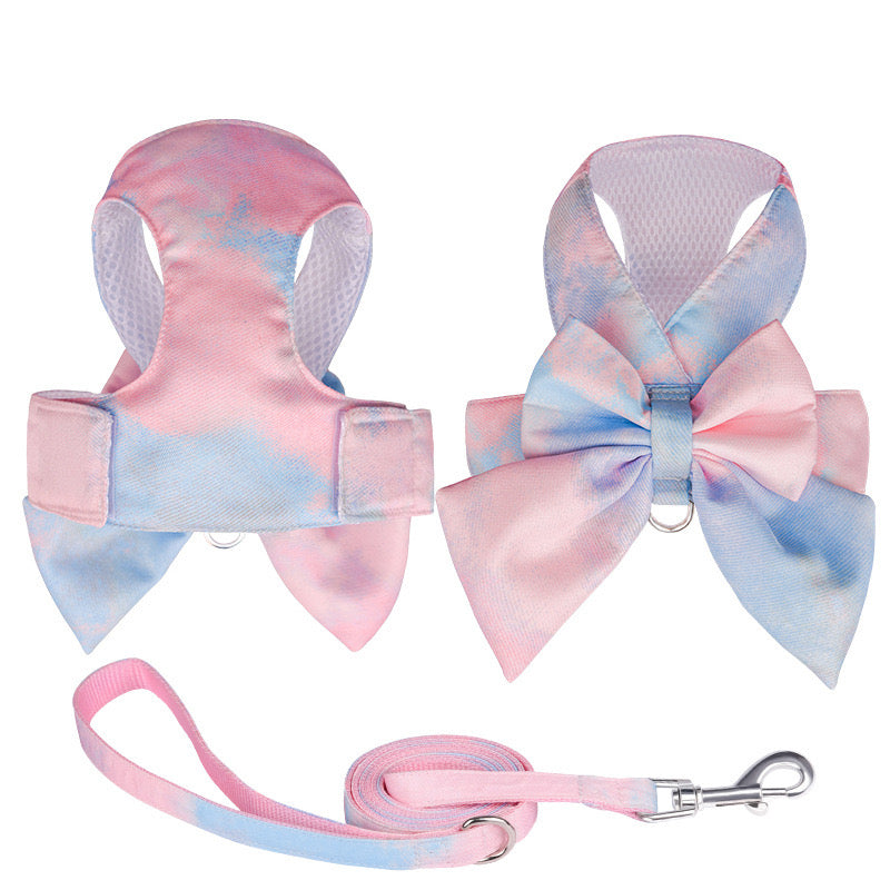 Cute Bow Tie Dog Harness and Leash Set