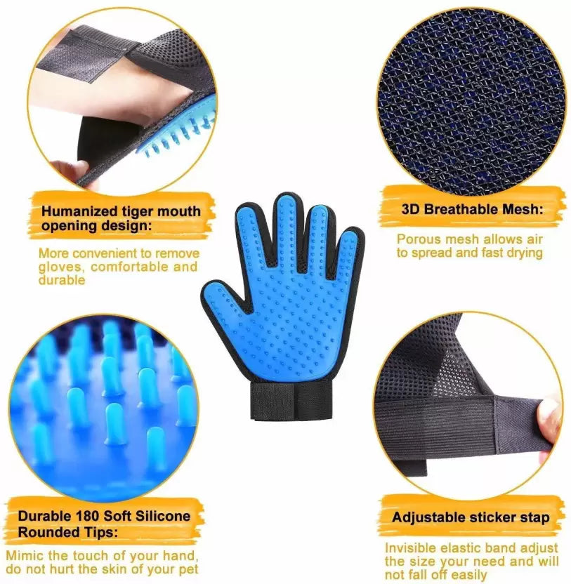 Pet grooming glove